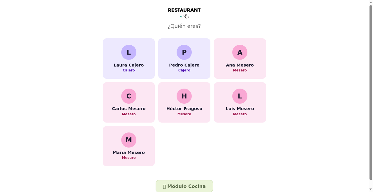 Selector de usuario POS